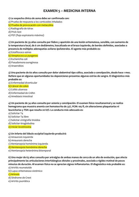 Examen 5- Medicina Interna 