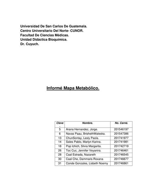 Informe Mapa Metabólico 