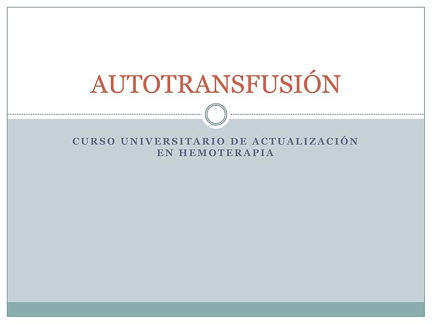 AUTOTRANSFUSIÓN