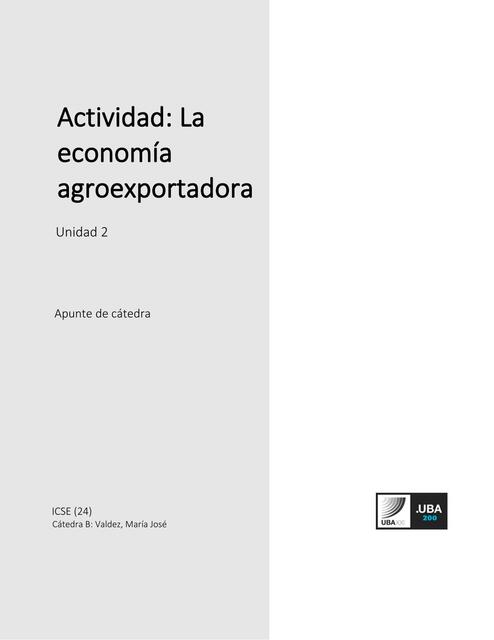 La Economía Agroexportadora 