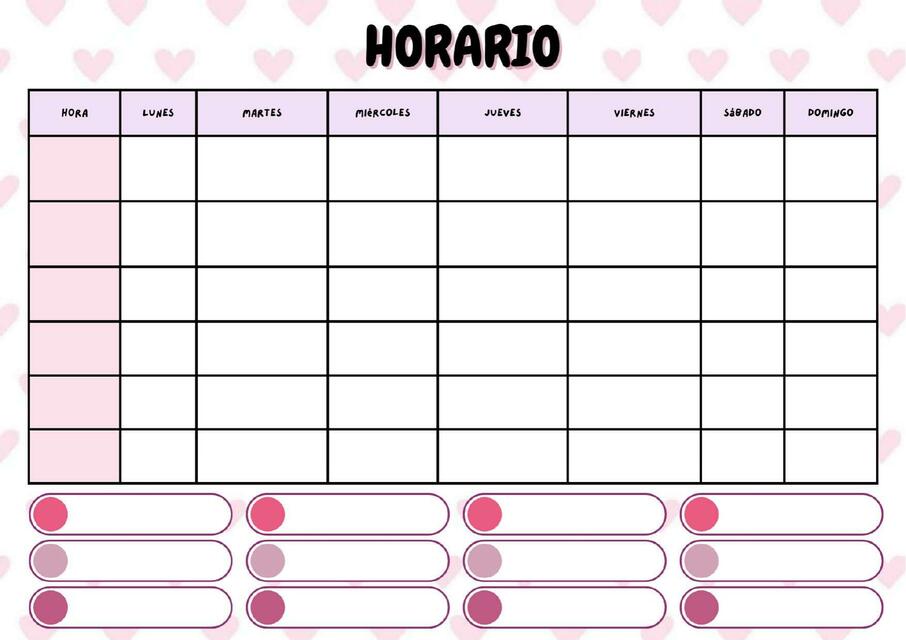 Horario semanal aesthetic rosado