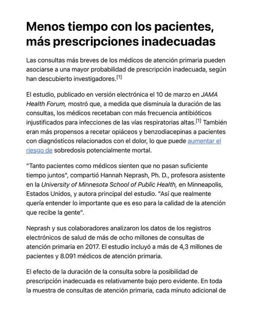 Menos tiempo con los pacientes más prescripciones inadecuadas 