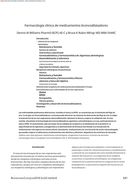 Farmacología clínica de medicamentos broncodilatadores 