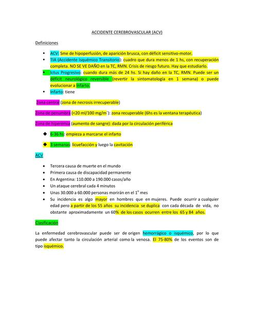 Accidente Cerebrovascular  