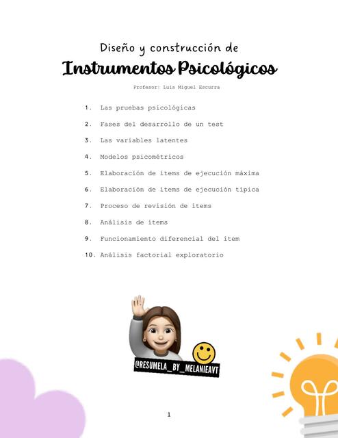 Dis. y constr. de instrumentos psicológico | Apuntes completos