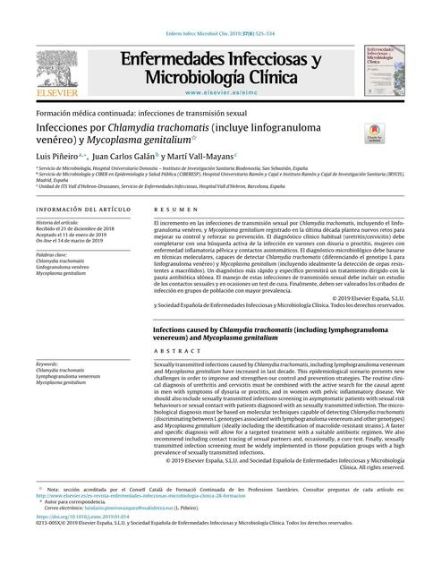 CHLAMYDIA Y MICOPLASMA GENITALLIUM