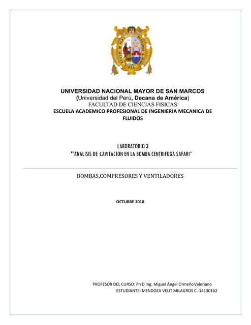 INFORME DE LABORATORIO DE BOMBAS CENTRIFUGAS 2-UNMSM-IMF