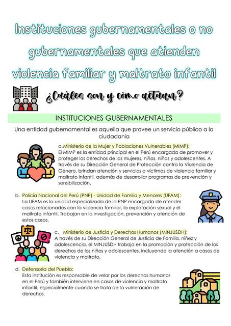 Instituciones gubernamentales o no gubernamentales