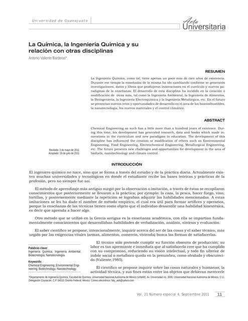 La Química la Ingeniería Química y su relación 