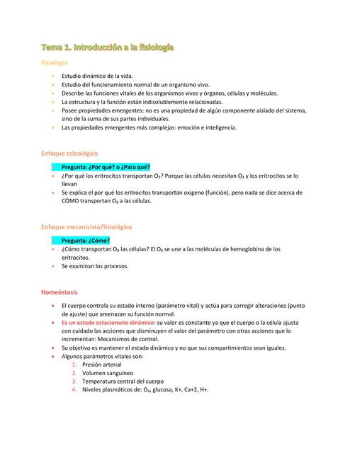 Tema 1 Introducción a la fisiología 