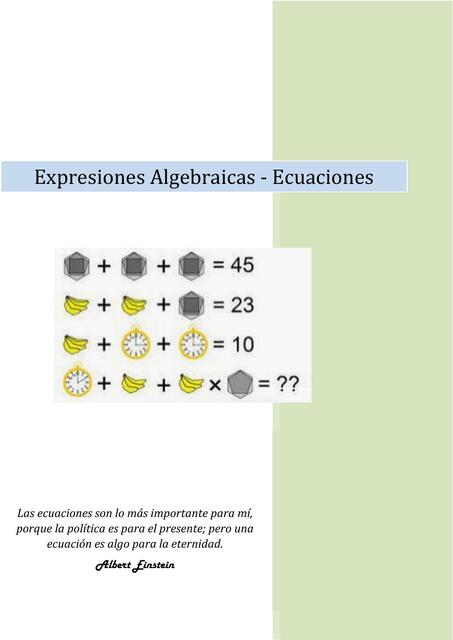 Expresiones Algebraicas -Ecuaciones