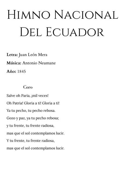 Himno Nacional del Ecuador