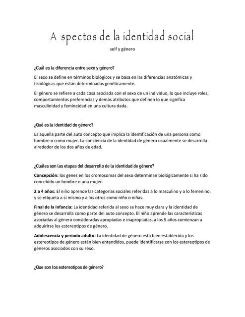 Aspectos de la Identidad Social