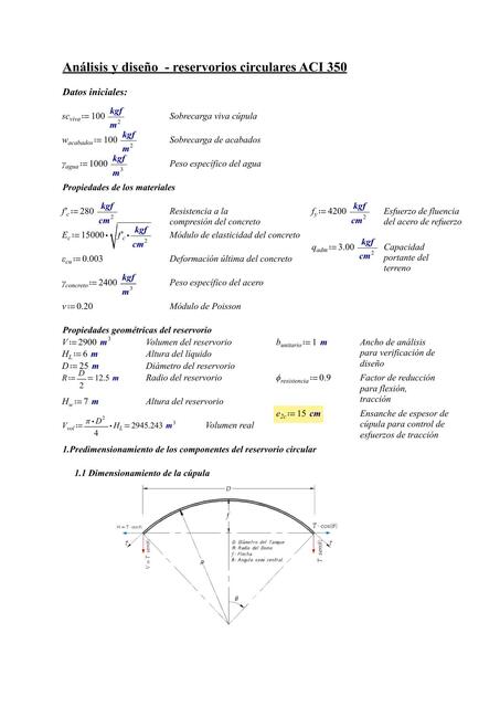 Análisis y Diseño- Reservorios Circulares ACI 350 