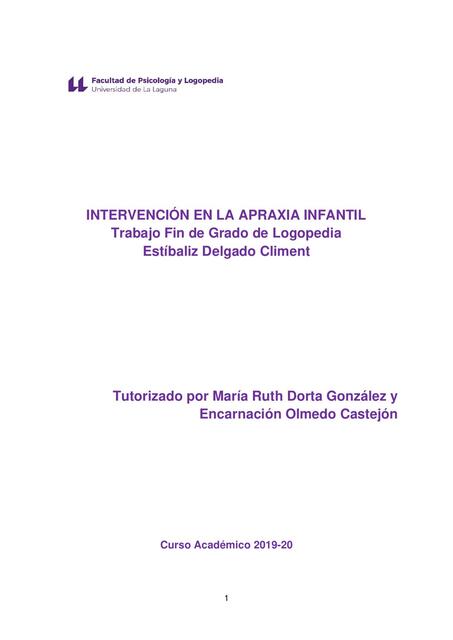 Intervención en la Apraxia Infantil 