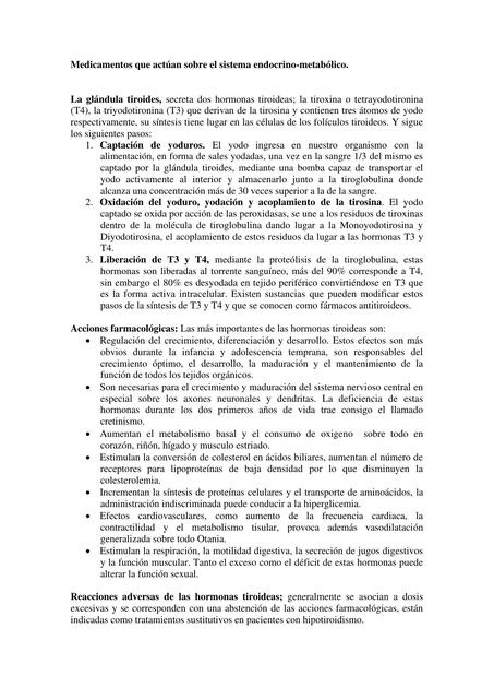 Medicamentos que actúan sobre el sistema endocrino 