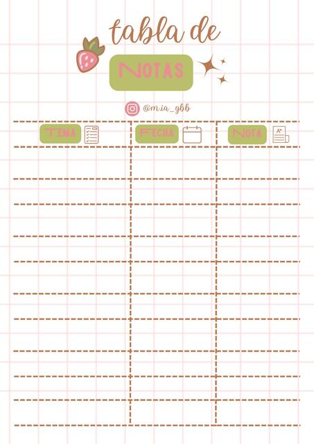 Tabla de Notas