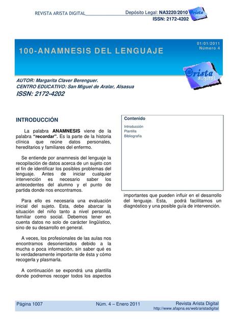 Anamnesis del Lenguaje 