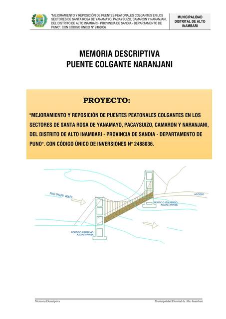 Memoria de Descriptiva de Mejoramiento de Puentes