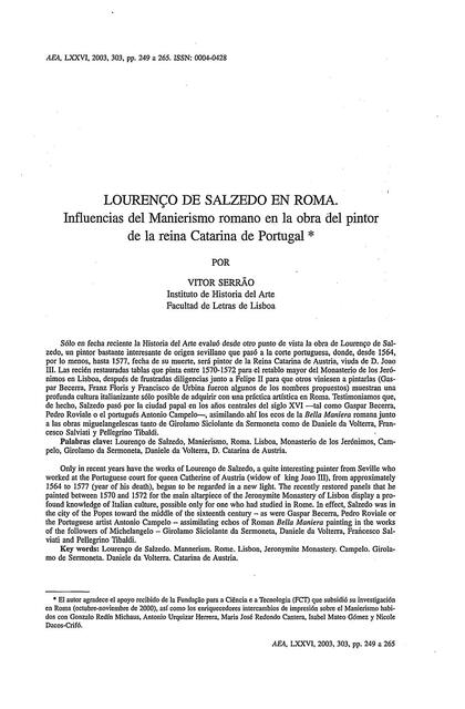 Influencias del manierismo romano en un pintor