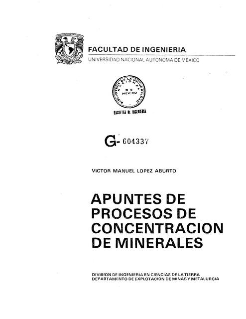 Apuntes de Procesos de Concentración de Minerales 