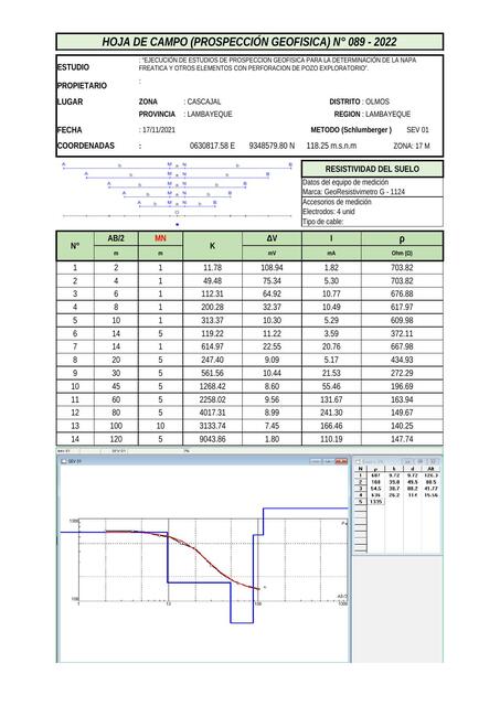 Hoja de Campo (Prospección Geofísica)