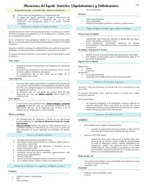 Alteraciones del liquido Amniótico Oligohidramnios