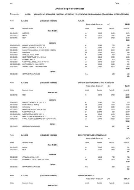 Análisis de Precios Unitarios 