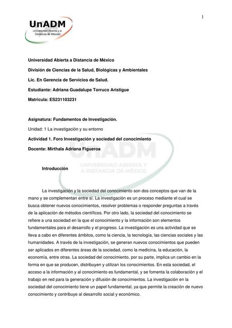 La Investigación y su Entorno 