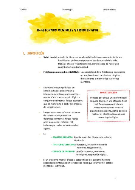 Trastornos Mentales y Fisioterapia