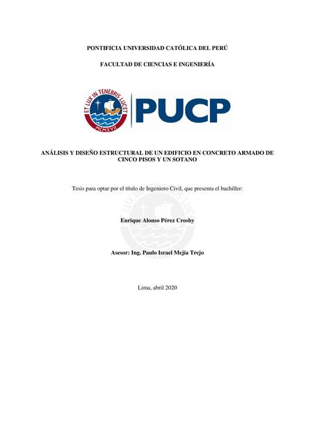 Análisis y diseño estructural de un edificio en concreto armado 
