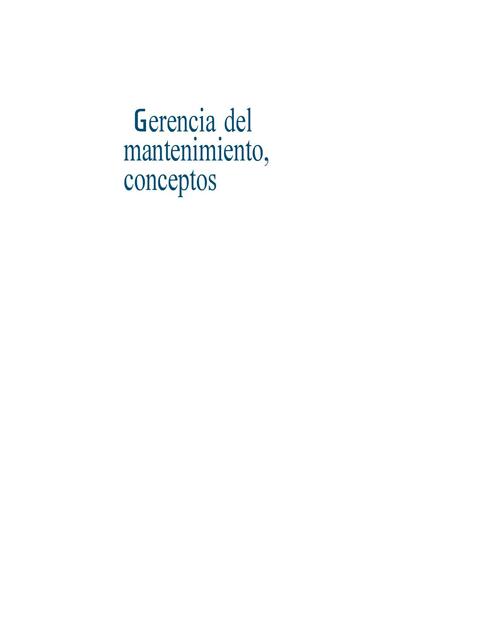 Gerencia del mantenimiento, conceptos