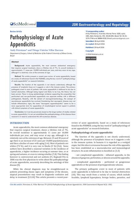 Fisiopatología de la apendicitis