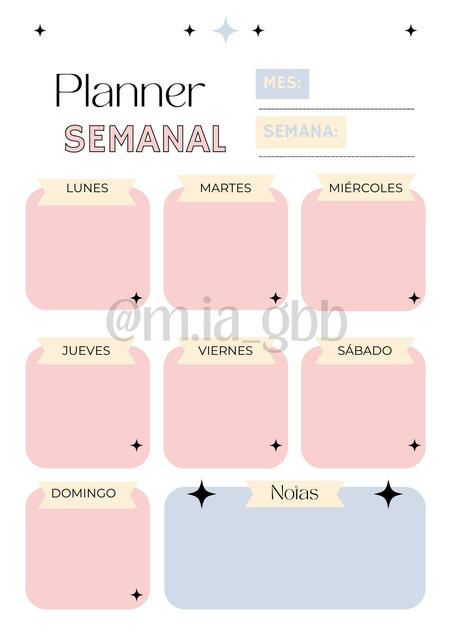 Planner Semanal pastel