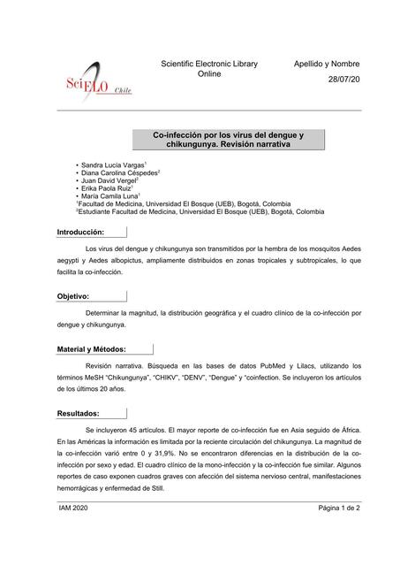 Co-Infección por los Virus del Dengue y Chikungunya. Revisión Narrativa