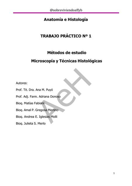 Microscopía y Técnicas Histológicas 