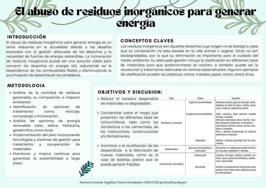 El Abuso de Residuos Inorgánicos para Generar Energía