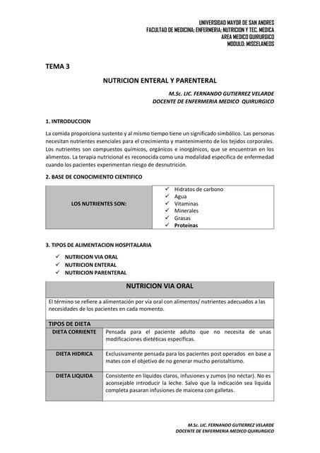 Nutrición Enteral y Parenteral 