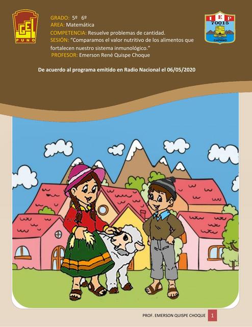 SESION DE APRENDIZAJE - MATEMATICA - 6 DE MAYO - APRENDO EN CASA