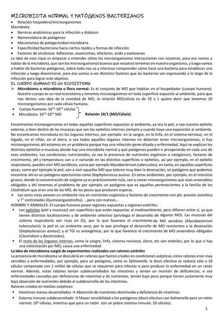 Microbiota normal y patógenos bacterianos 