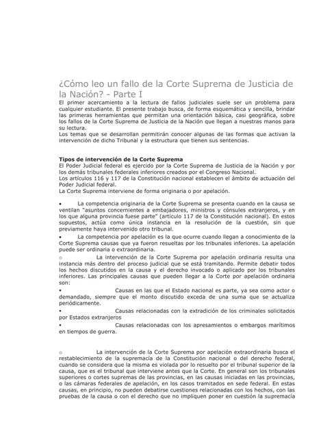 Cómo Leo Un Fallo De La Corte Suprema De Justicia De La Nación ...