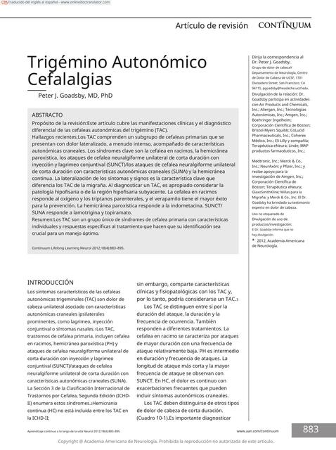 Trigémino Autonómico Cefalalgias 