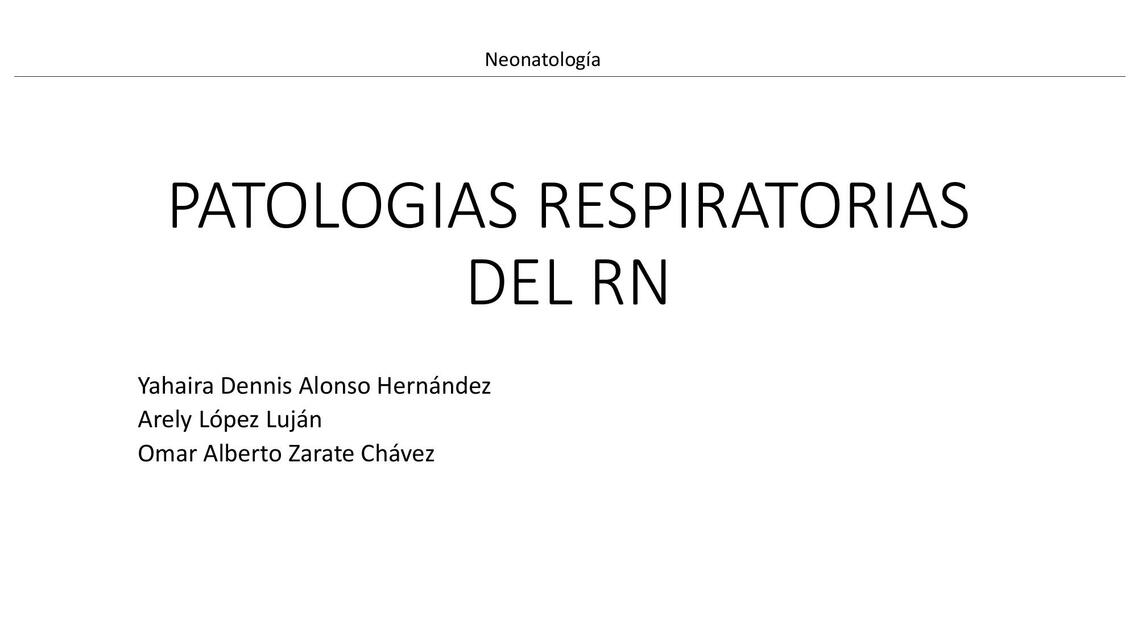 Patologías respiratorias del RN