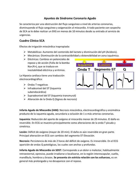 Apuntes Síndrome Coronario Agudo 