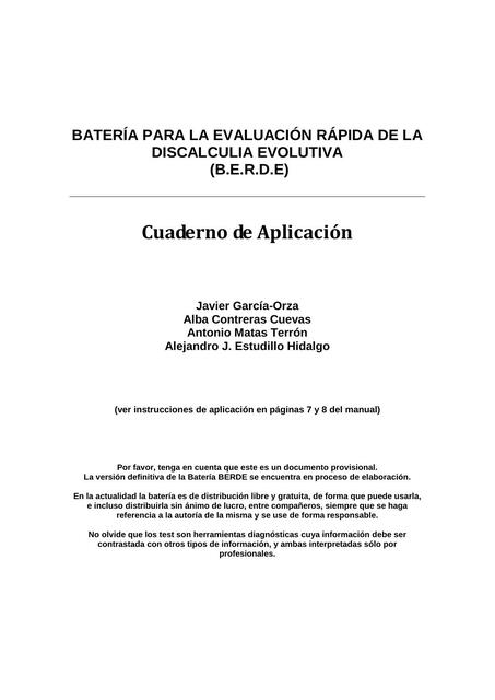 Batería para la evaluación rápida de la discalculia evolutiva 