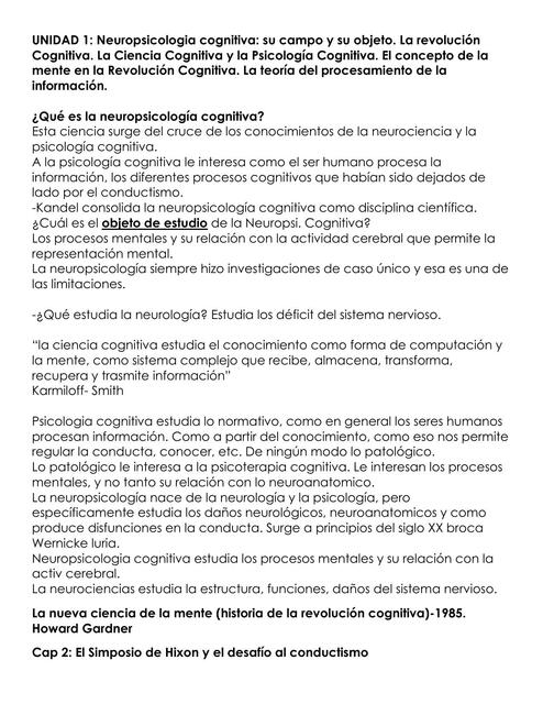 Neuropsicología Cognitiva 