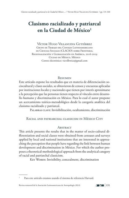 Clasismo racializado y patriarcal en la Ciudad de México  