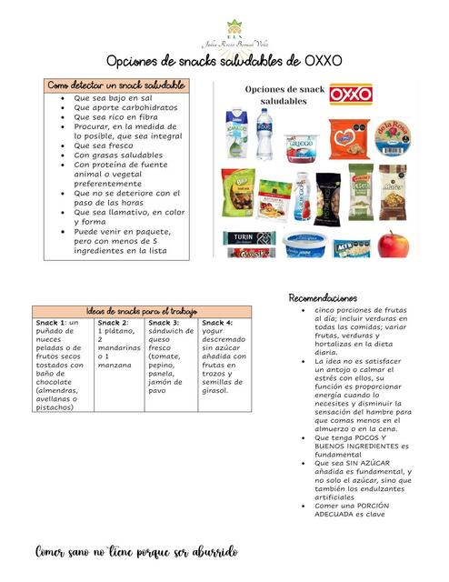 Snacks y Recomendaciones 