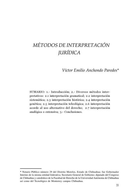 Métodos de Interpretación Jurídica 