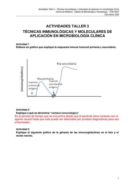 Taller 3 Técnicas inmunológicas y moleculares de aplicación en microbiología